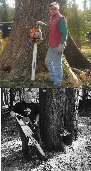 two generations of tree trimmers